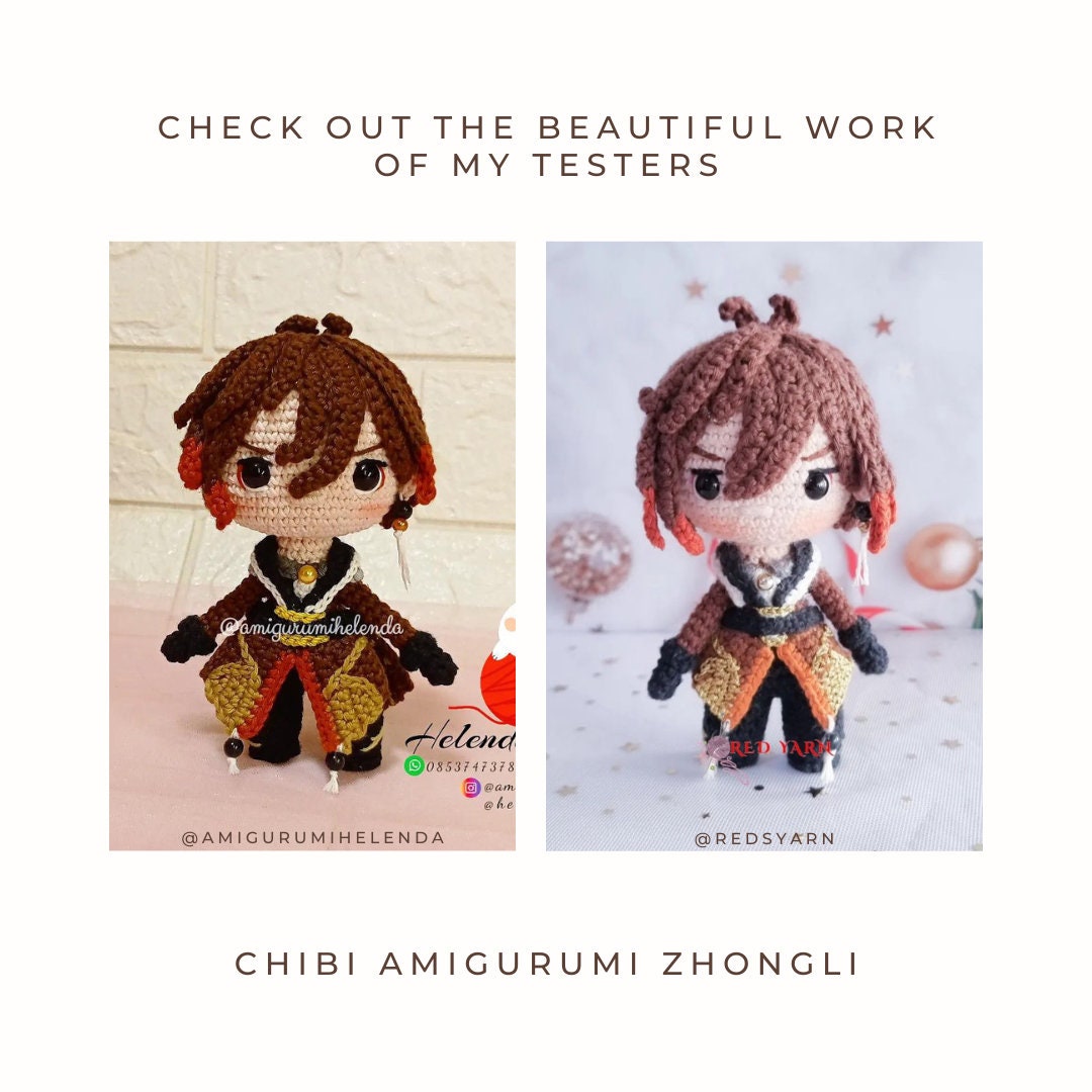 Crochet PDF Pattern: "Zhongli" Chibi Amigurumi