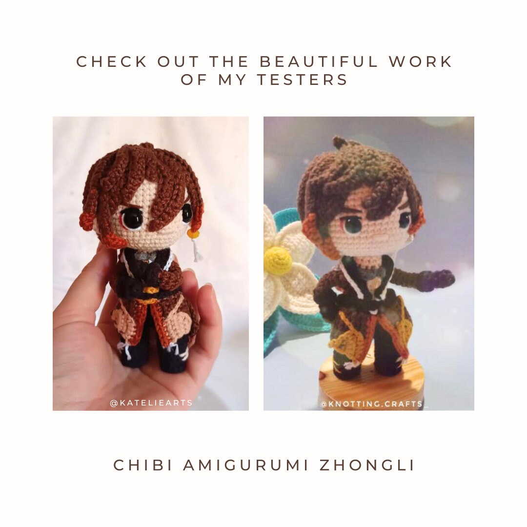 Crochet PDF Pattern: "Zhongli" Chibi Amigurumi
