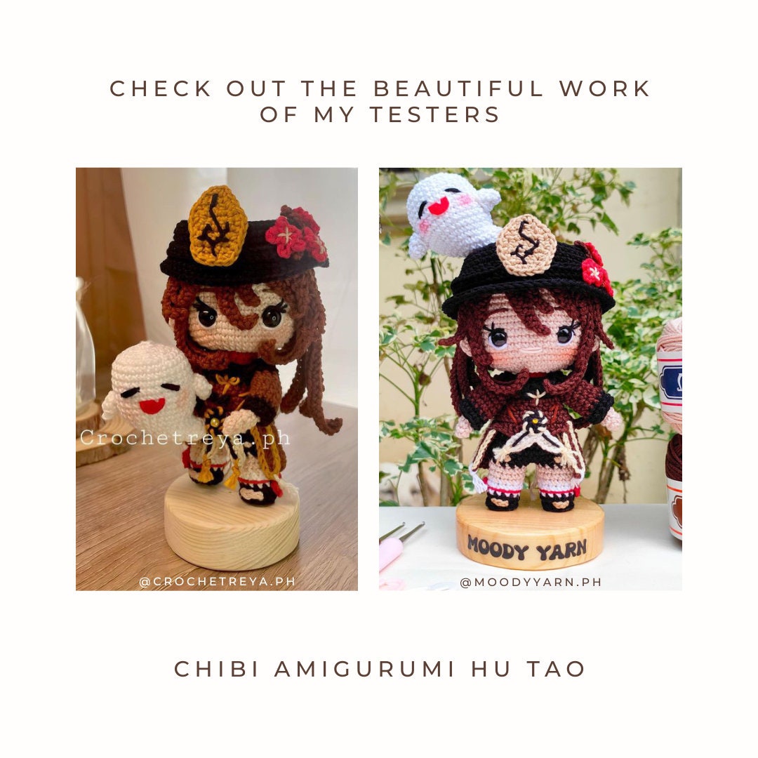 Crochet PDF Pattern: "Hu Tao & Boo Tao" Chibi Amigurumi