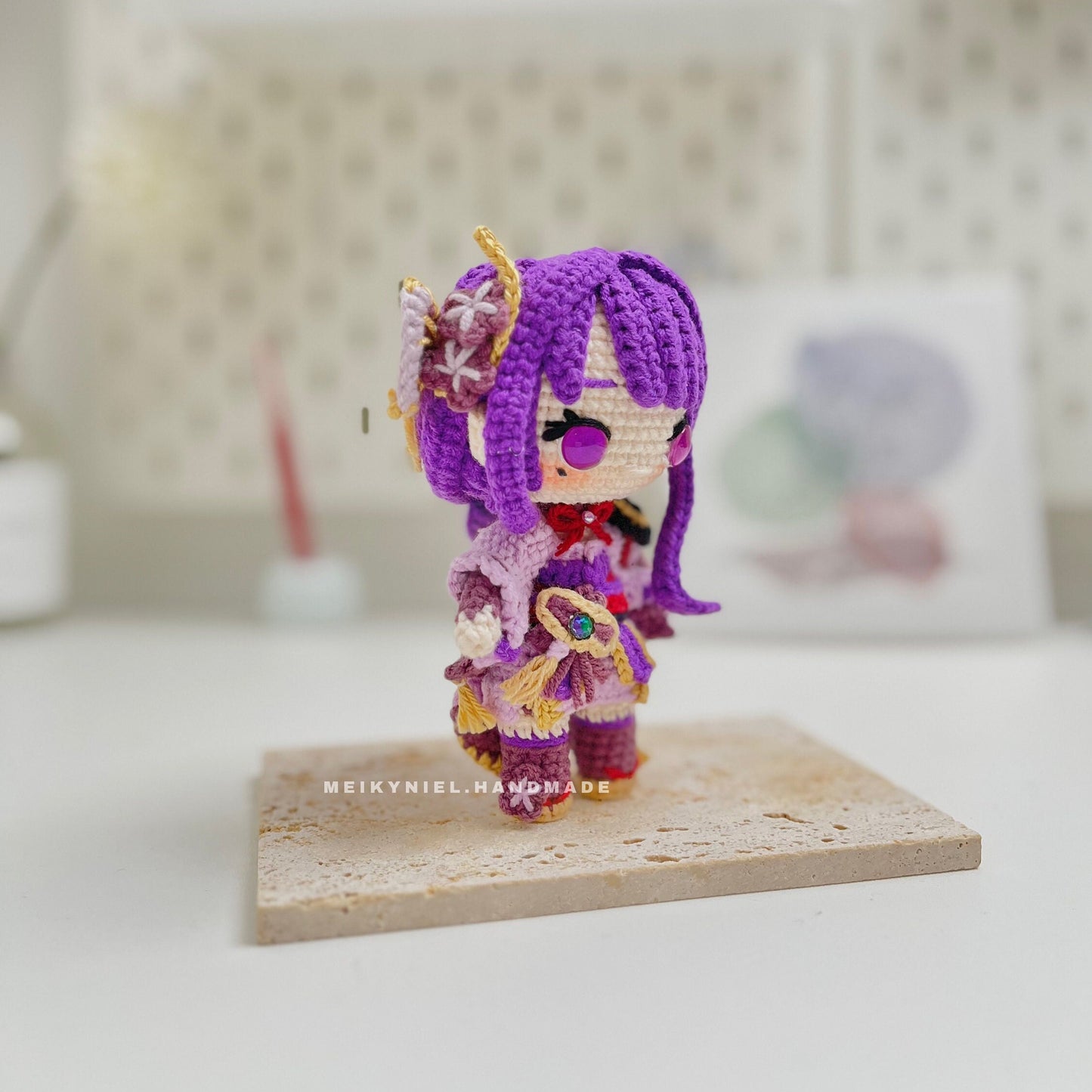 Crochet PDF Pattern: "RAIDEN SHOGUN" Chibi Amigurumi (English, Spanish and Portuguese)