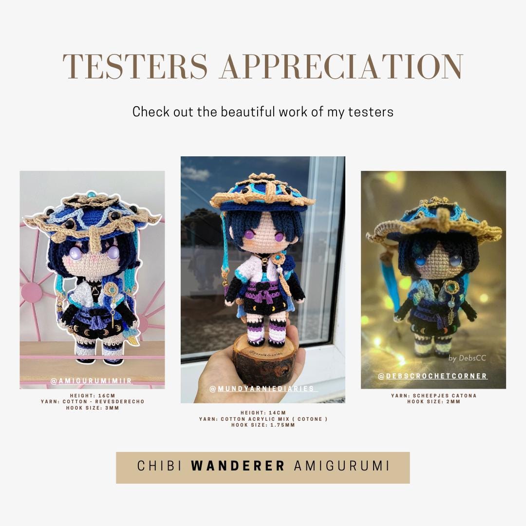 Crochet PDF Pattern: "WANDERER" Chibi Amigurumi