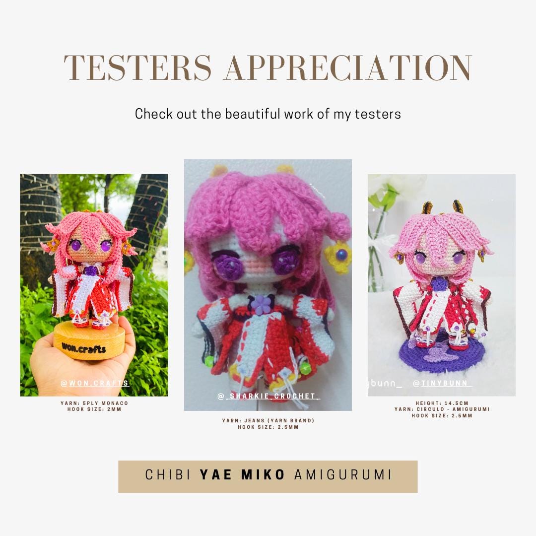 Crochet PDF Pattern: "YAE MIKO" Chibi Amigurumi