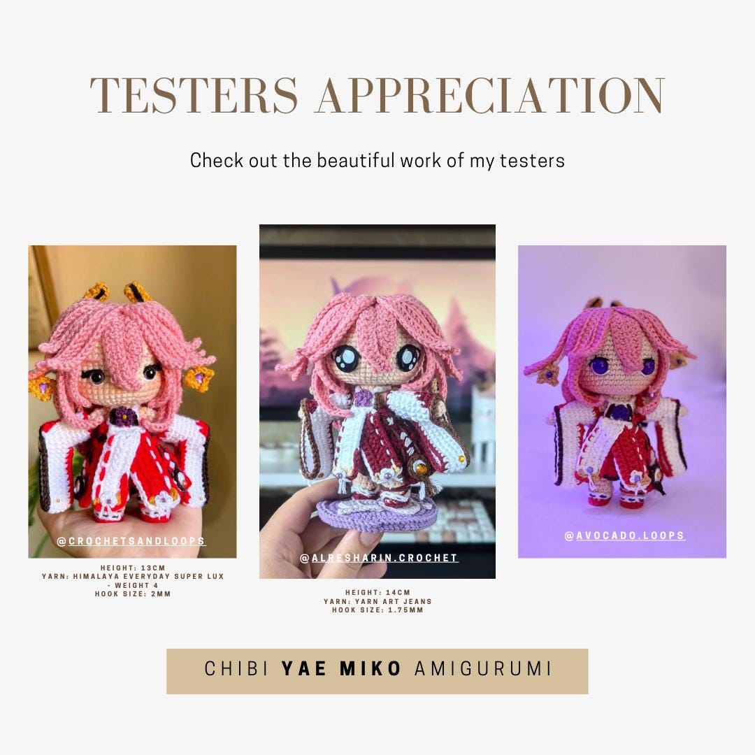 Crochet PDF Pattern: "YAE MIKO" Chibi Amigurumi