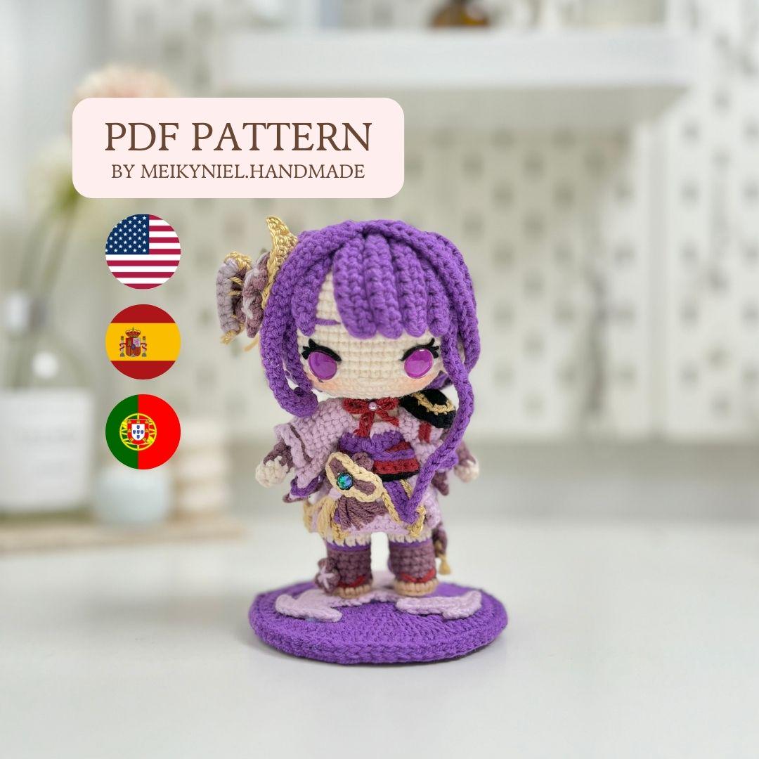 Crochet PDF Pattern: "RAIDEN SHOGUN" Chibi Amigurumi (English, Spanish and Portuguese)