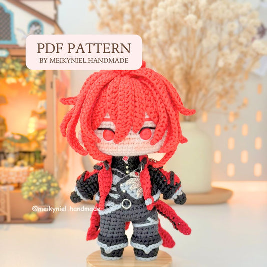 Crochet PDF Pattern: "DILUC" Chibi Amigurumi