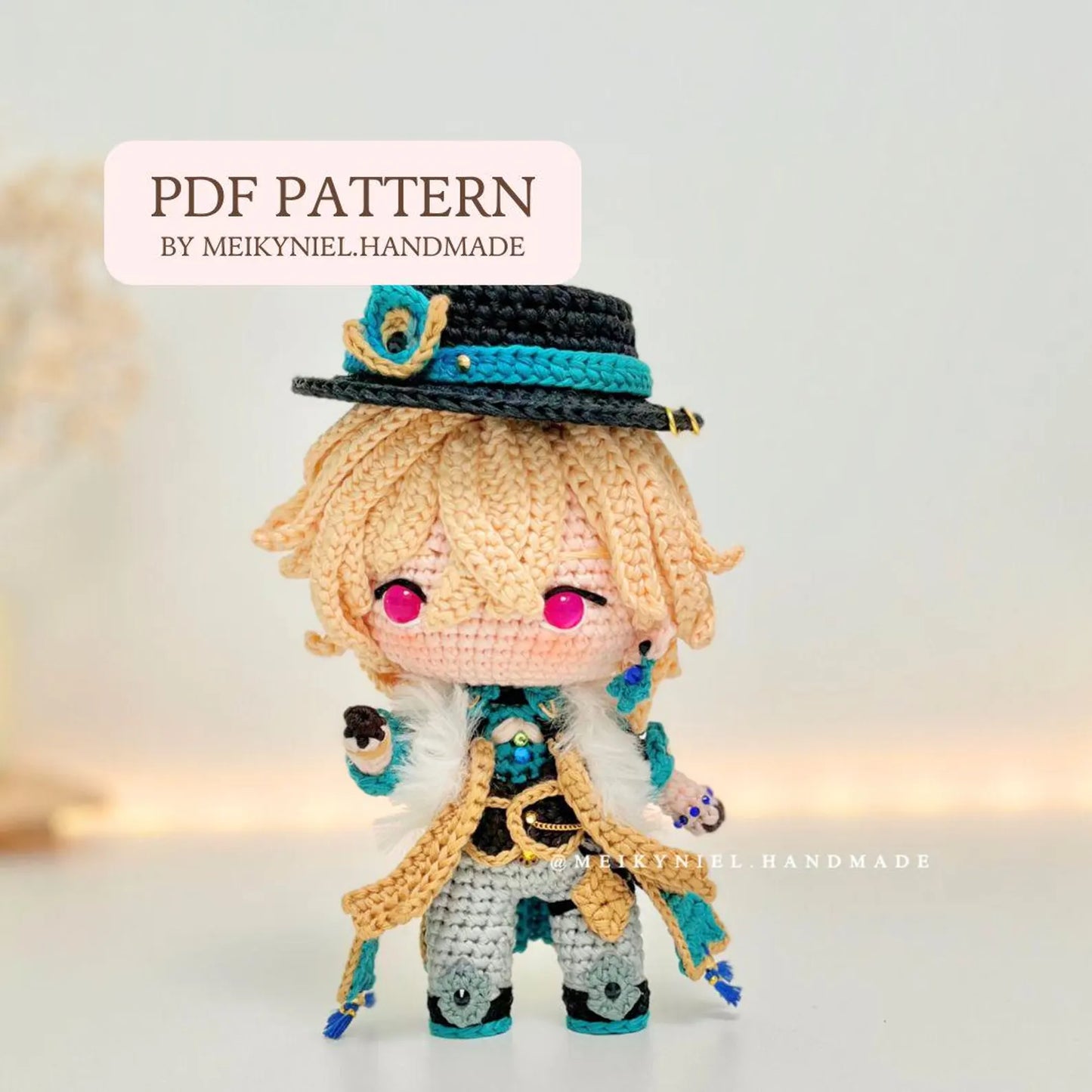 Crochet PDF Pattern: "AVENTURINE" Chibi Amigurumi