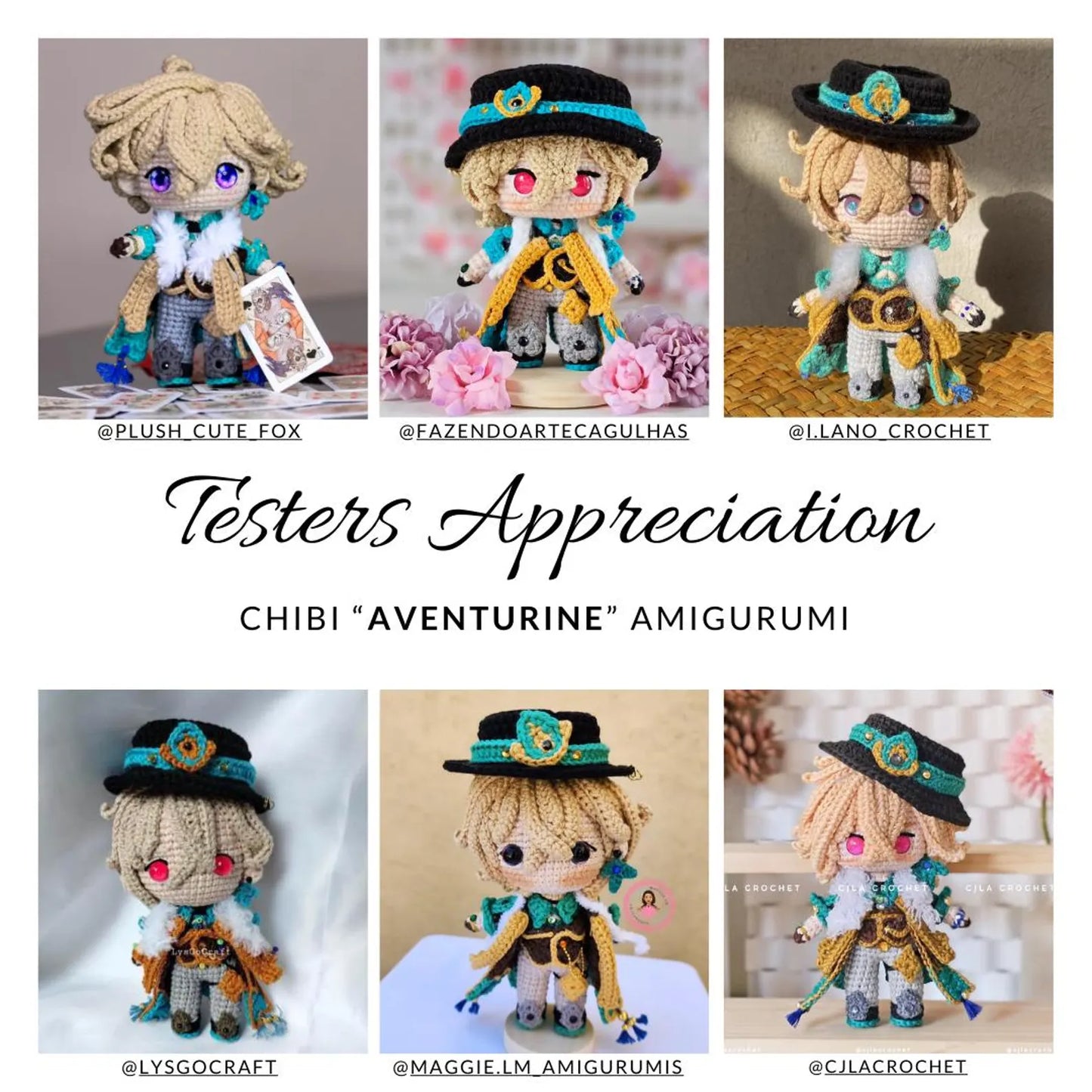 Crochet PDF Pattern: "AVENTURINE" Chibi Amigurumi