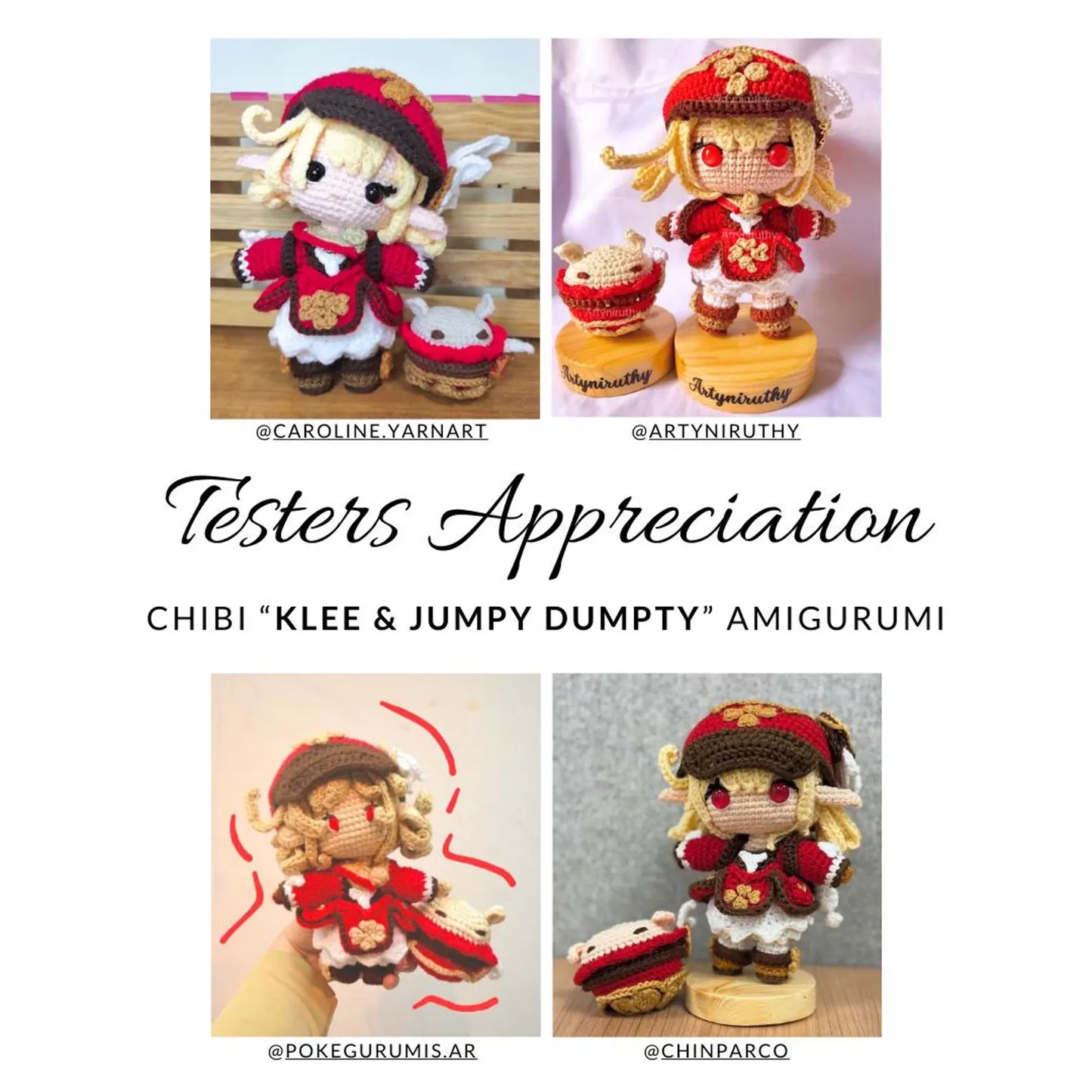 Crochet PDF Pattern: "KLEE & Jumpy Dumpty" Chibi Amigurumi