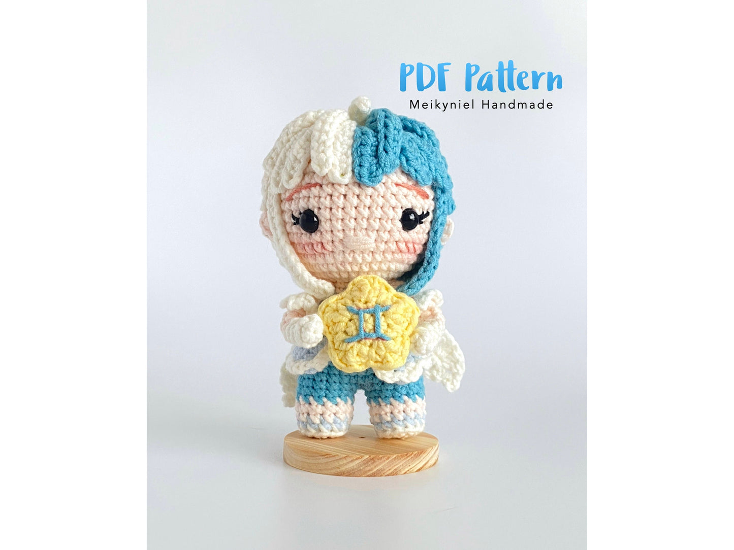 Crochet Doll Pattern : Chibi Star Sign "Gemini" Amigurumi Crochet Doll