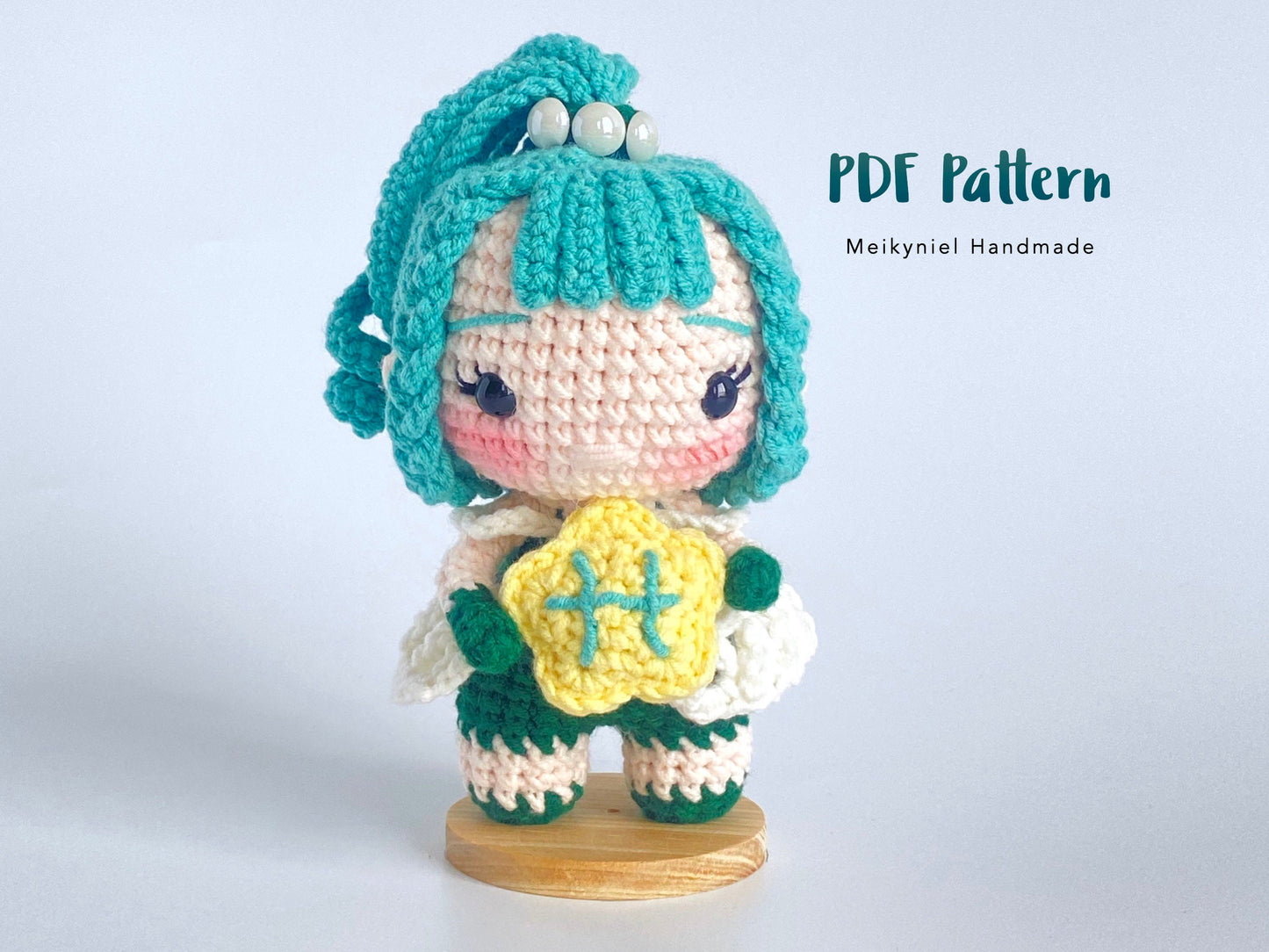 Crochet Doll Pattern : Chibi Star Sign "Pisces” Amigurumi Crochet Doll
