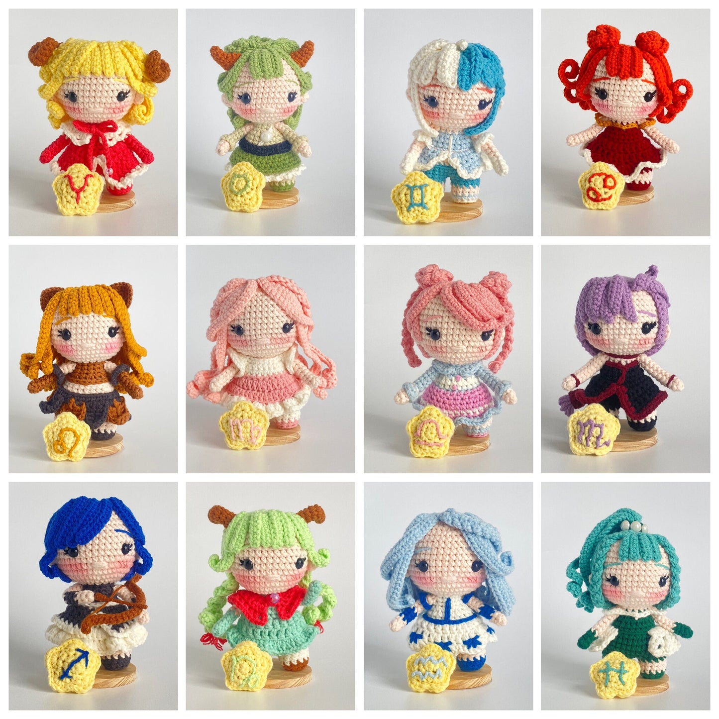 Crochet Pattern : Chibi Star Signs 12in1 Amigurumi