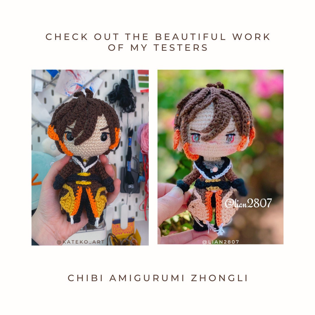 Crochet PDF Pattern: "Zhongli" Chibi Amigurumi