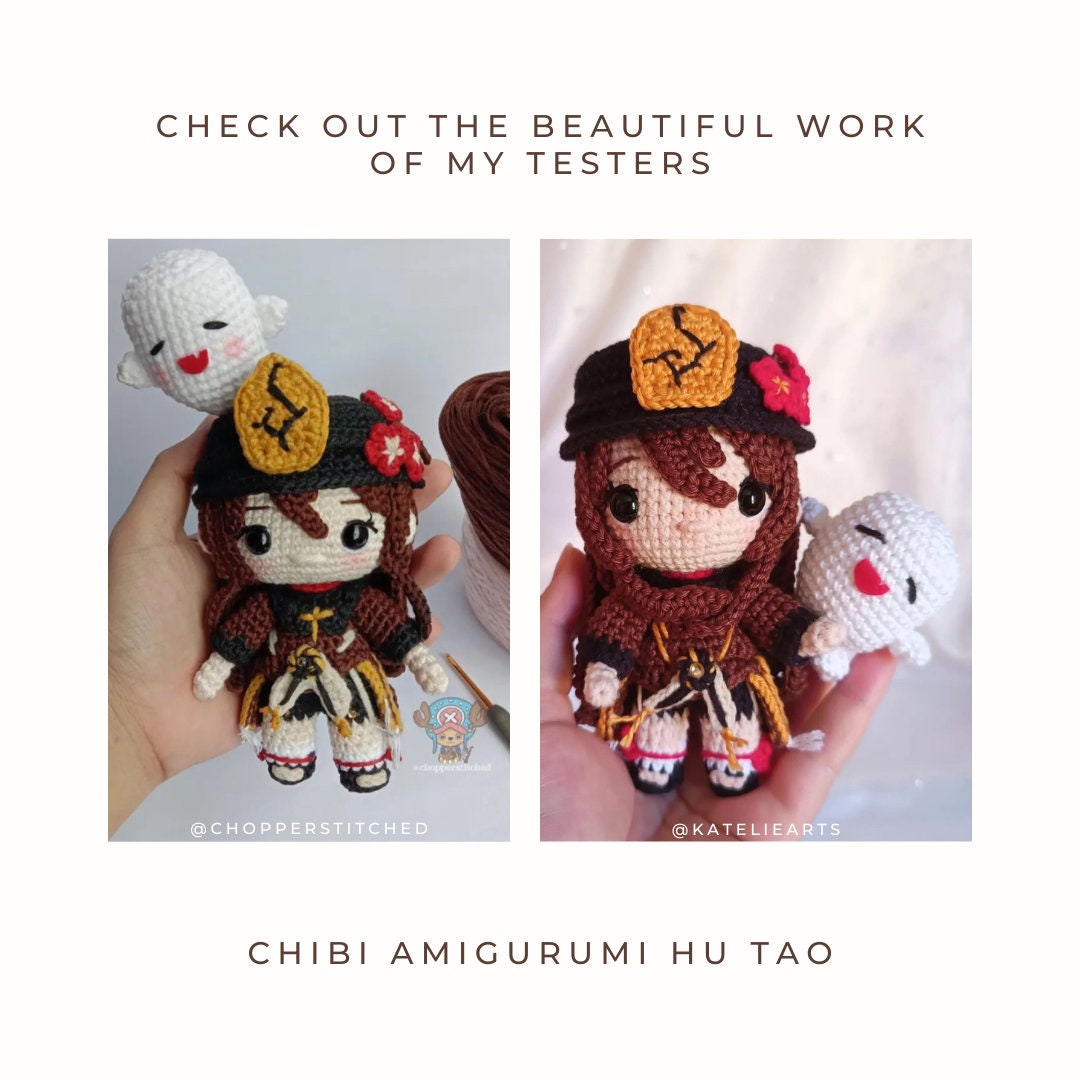 Crochet PDF Pattern: "Hu Tao & Boo Tao" Chibi Amigurumi