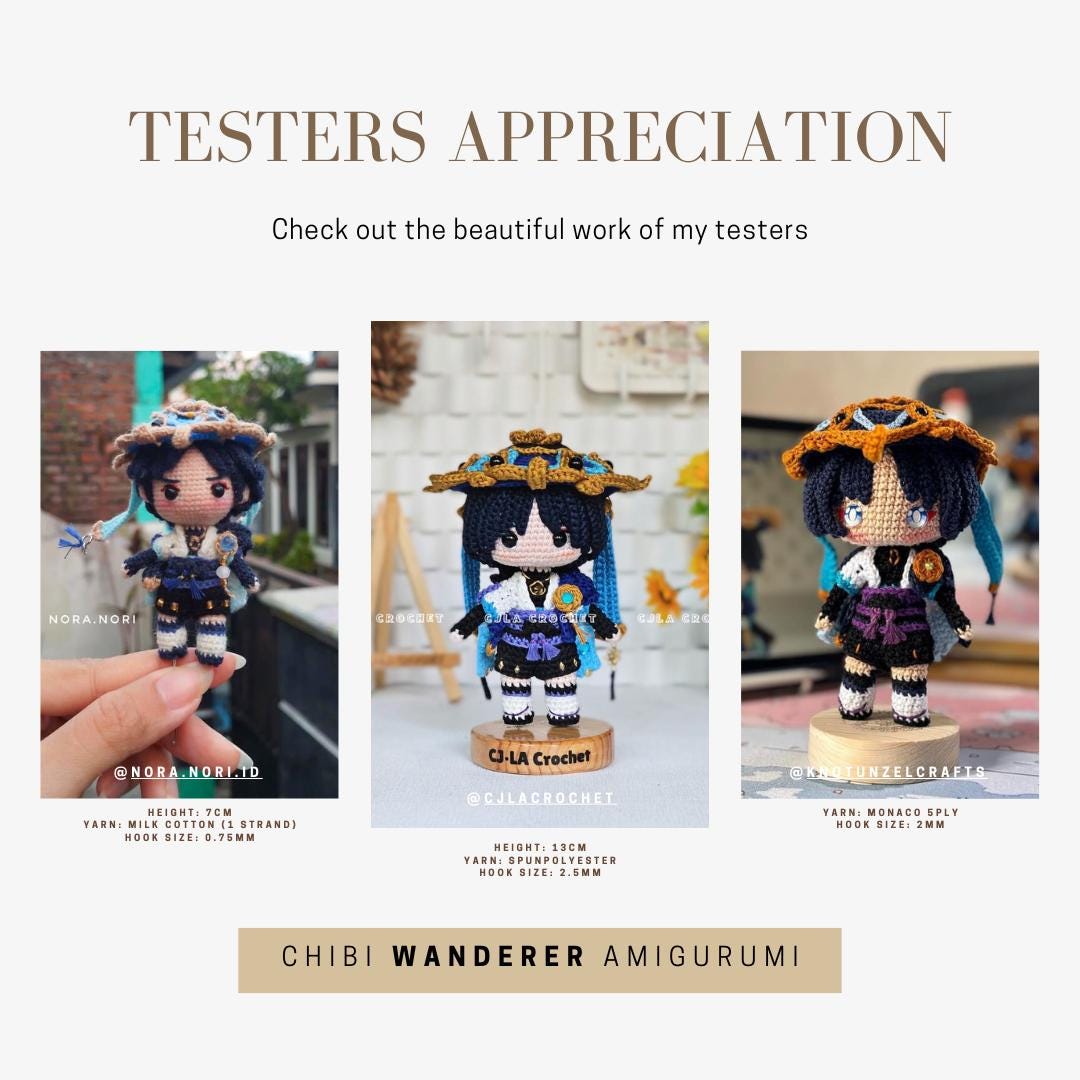 Crochet PDF Pattern: "WANDERER" Chibi Amigurumi
