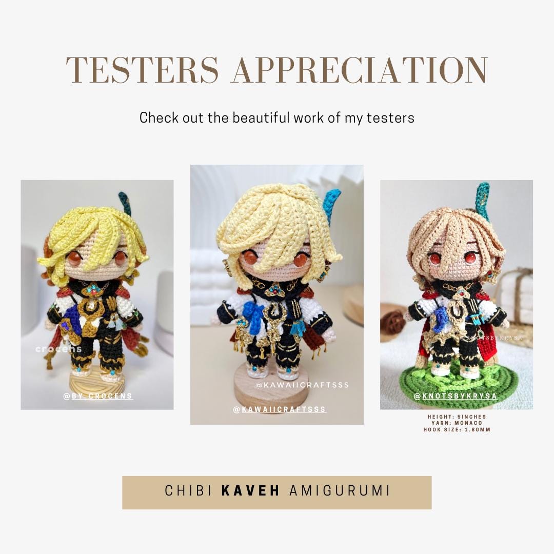 Crochet PDF Pattern: "KAVEH" Chibi Amigurumi