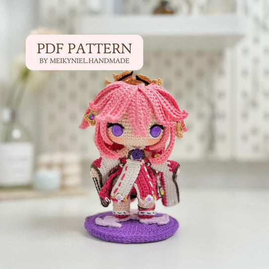 Crochet PDF Pattern: "YAE MIKO" Chibi Amigurumi