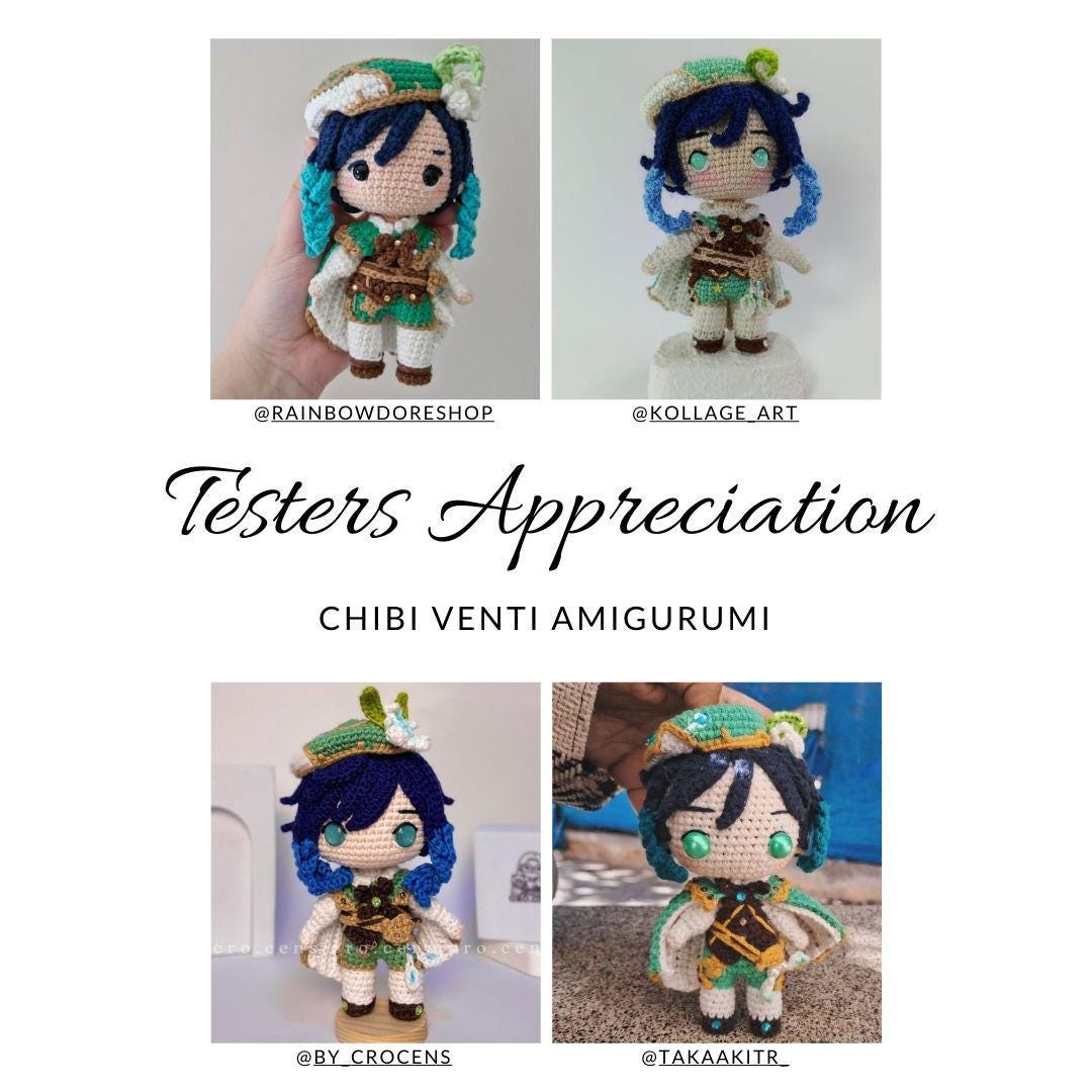 Crochet PDF Pattern: "VENTI" Chibi Amigurumi